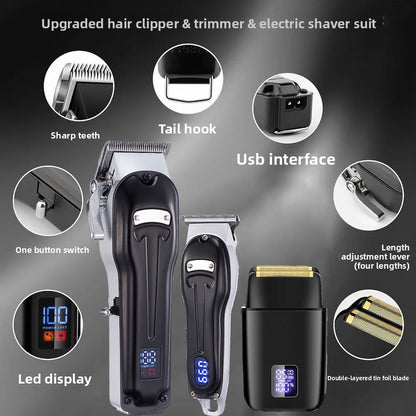 Professional Cordless Hair Trimmer with Nose and Foil Attachments