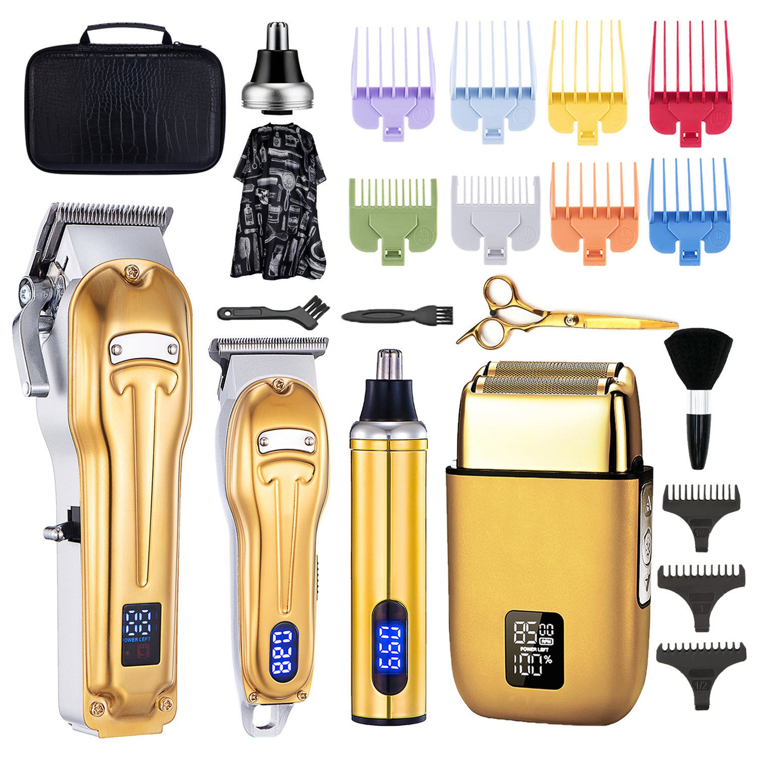 Professional Cordless Hair Trimmer with Nose and Foil Attachments