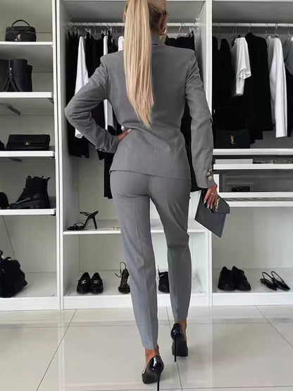 Professional Double-Breasted Suit Pants Set