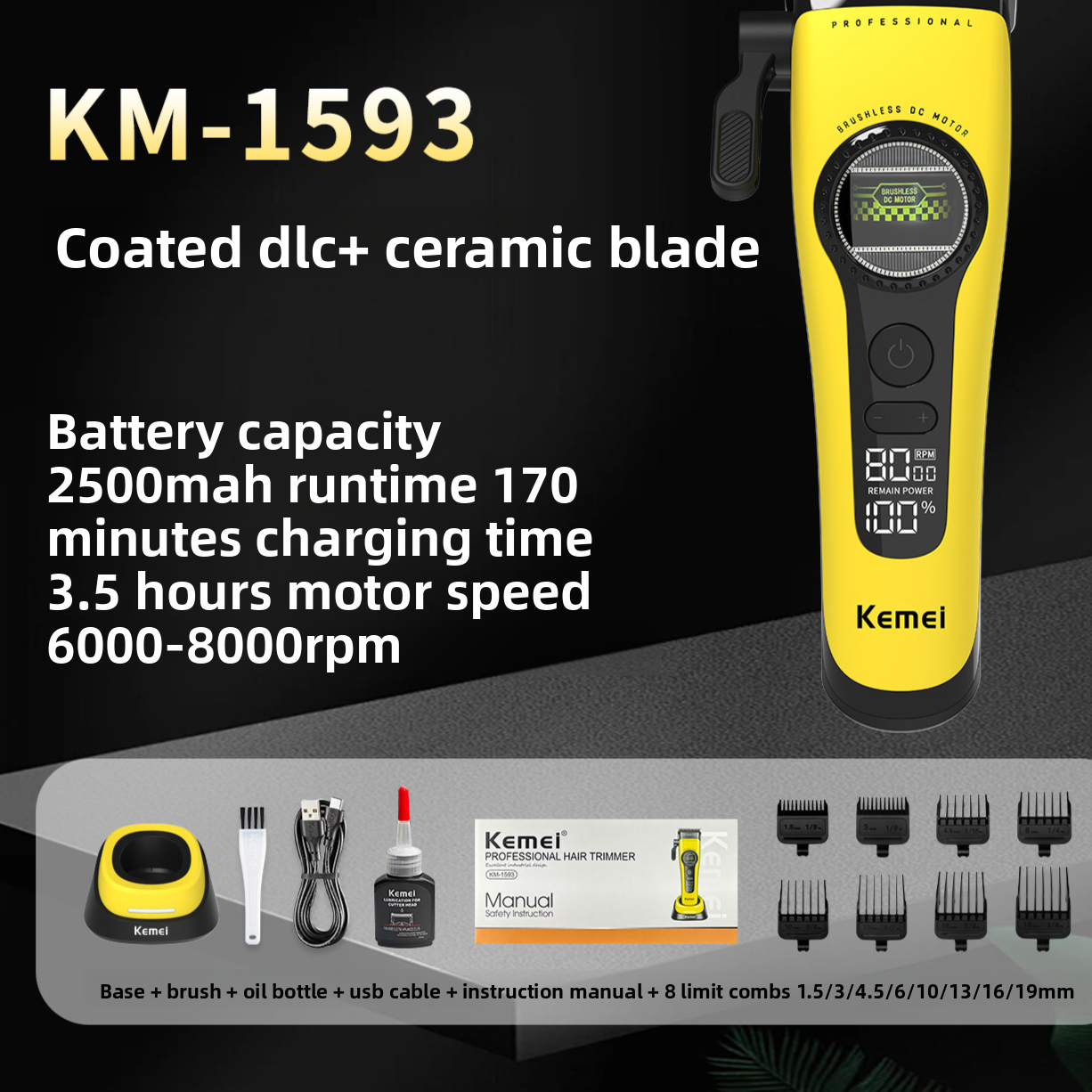 Professional Hair Clipper with Ceramic Blade