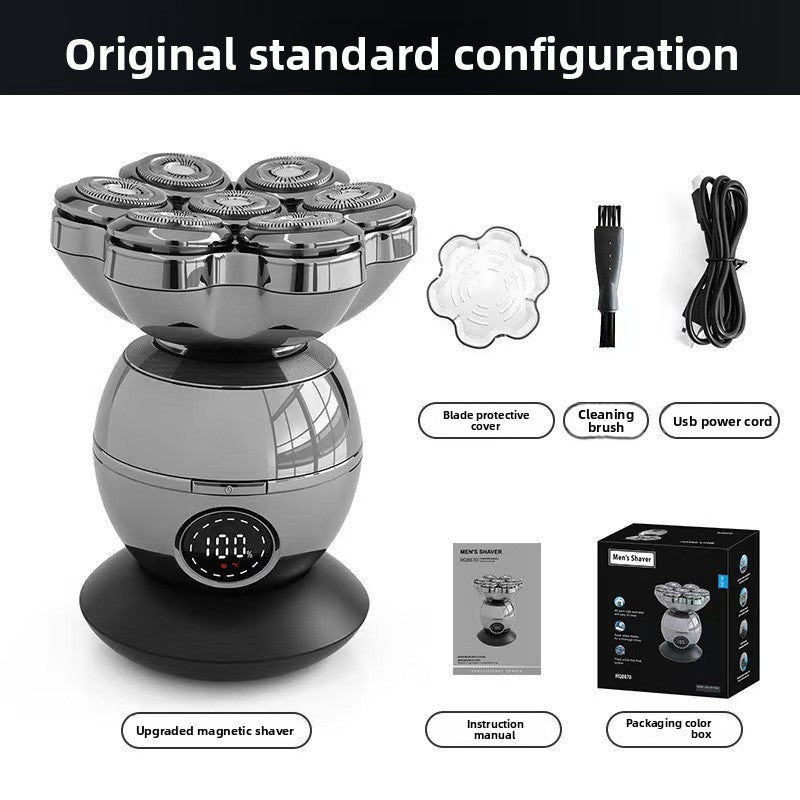 Professional Magnetic Electric Shaver with Trimmer Attachments