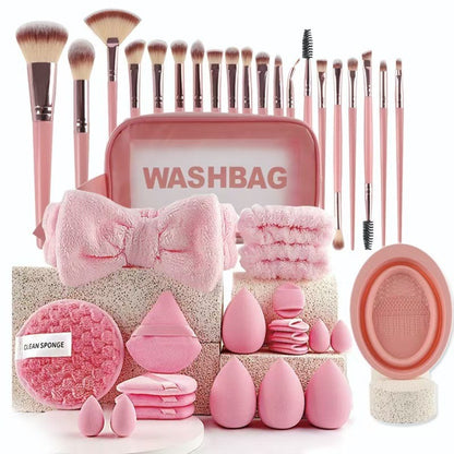 Professional Makeup Brush and Powder Puff Set 46 Pieces