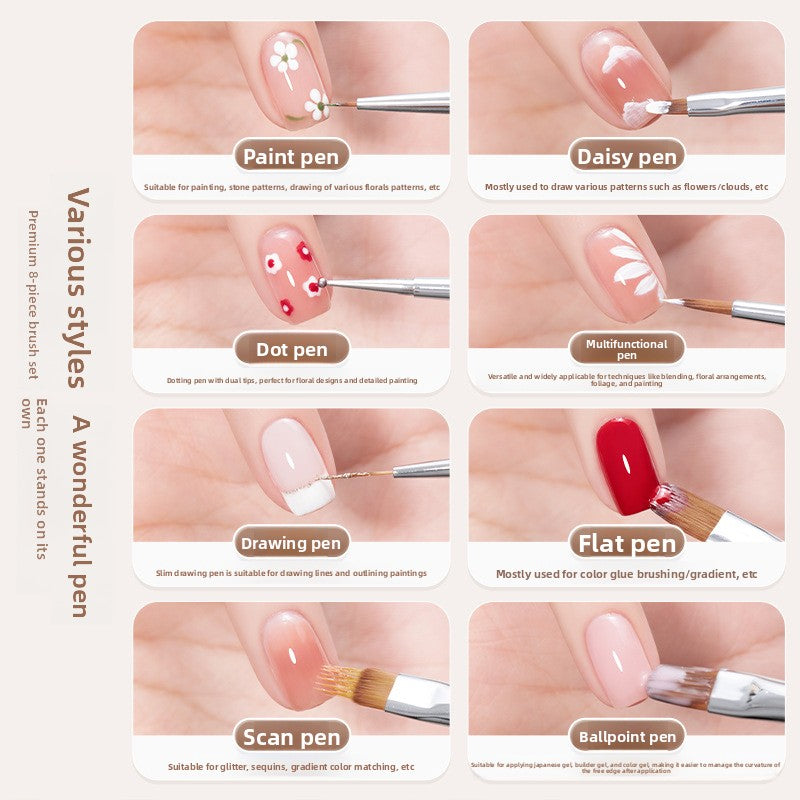 Professional Nail Art Brush Set for Gradient Line Drawing and Flower Painting