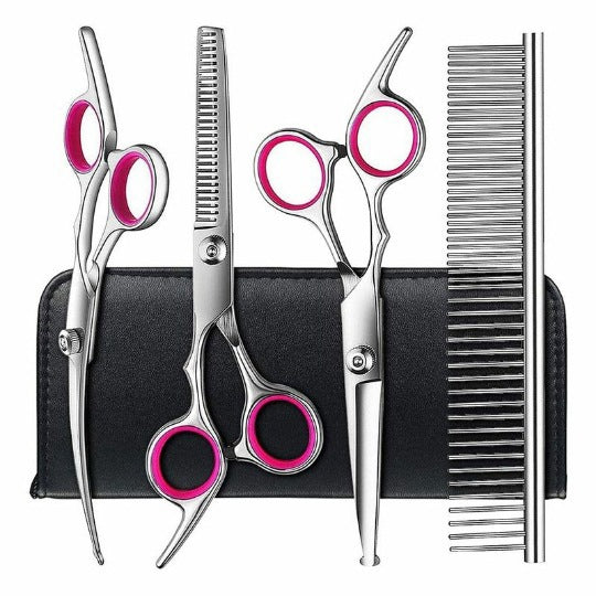Professional Pet Grooming Scissors Set with Steel Comb