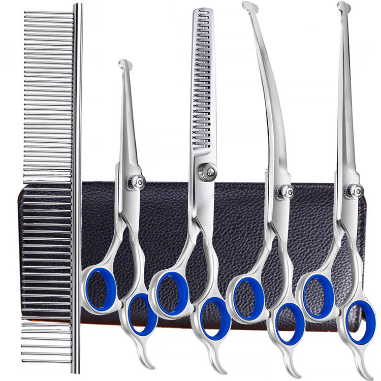 Professional Pet Grooming Scissors Set with Steel Comb