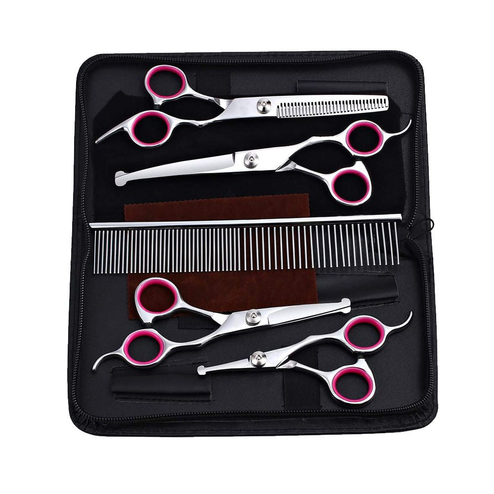 Professional Pet Grooming Scissors Set with Steel Comb