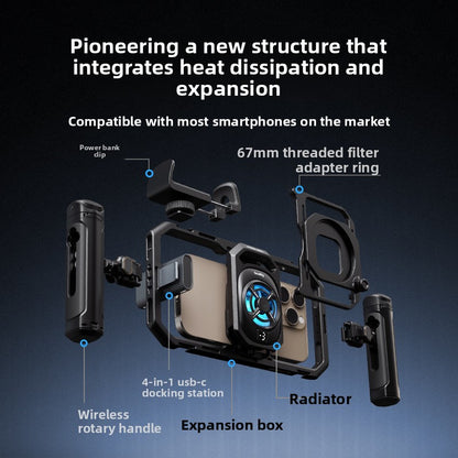 Professional Smartphone Video Cage Kit with Cooling and Handles
