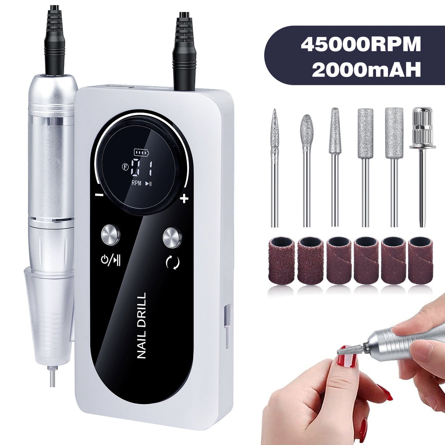 Professional USB Rechargeable Nail Grinder with 45000 RPM