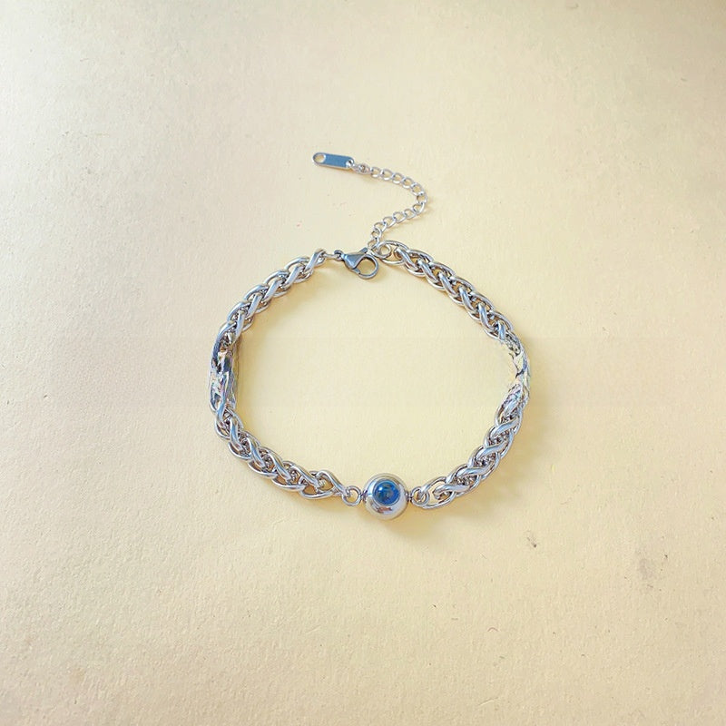 Projection new titanium steel couple bracelet