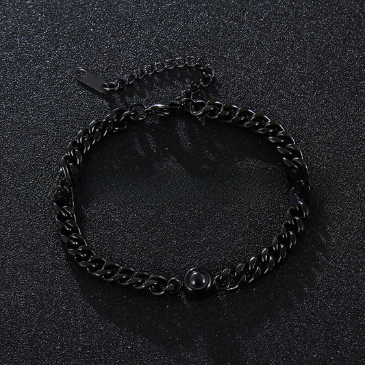 Projection new titanium steel couple bracelet