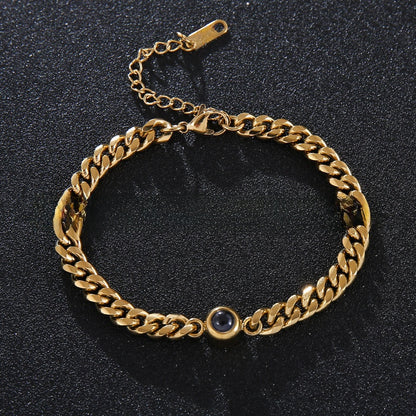 Projection new titanium steel couple bracelet