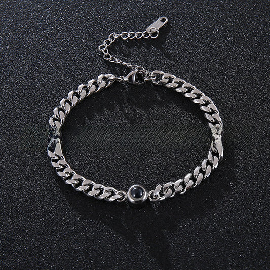 Projection new titanium steel couple bracelet
