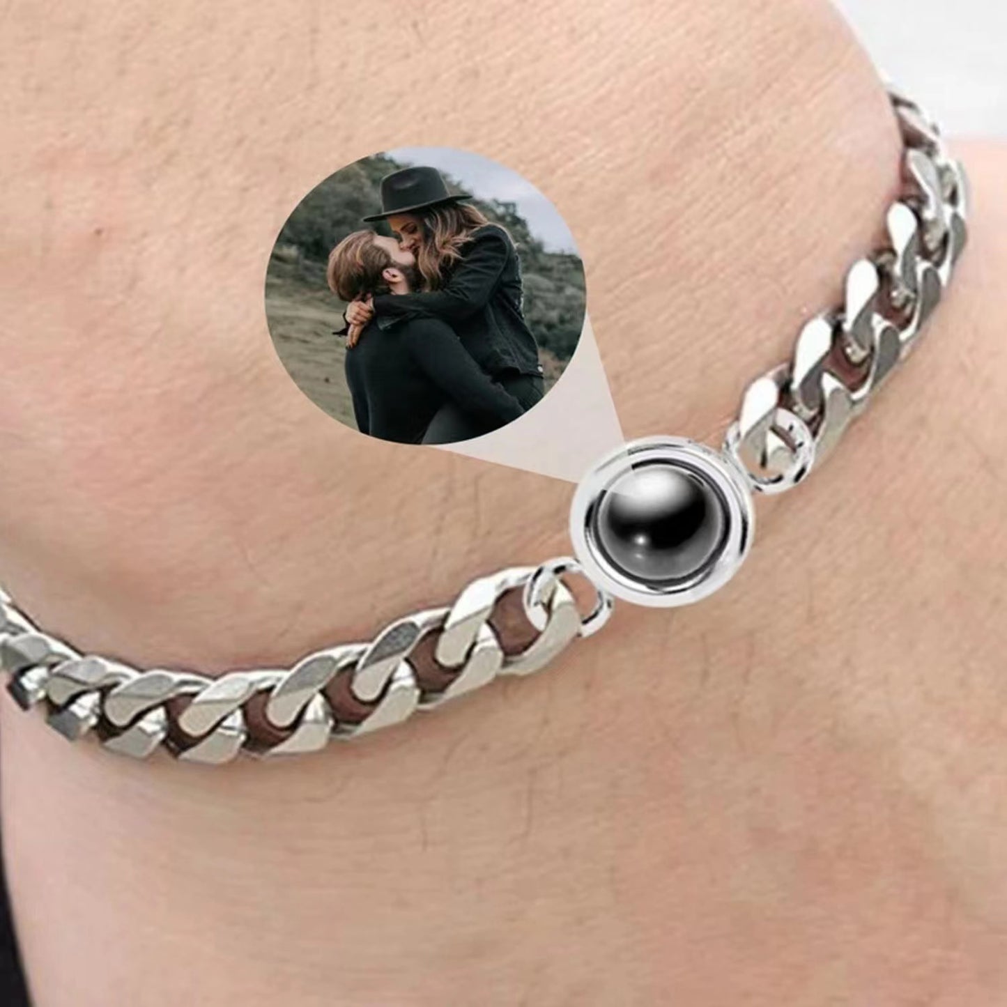 Projection new titanium steel couple bracelet