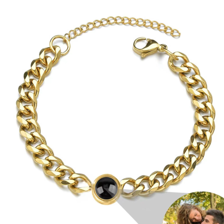 Projection new titanium steel couple bracelet