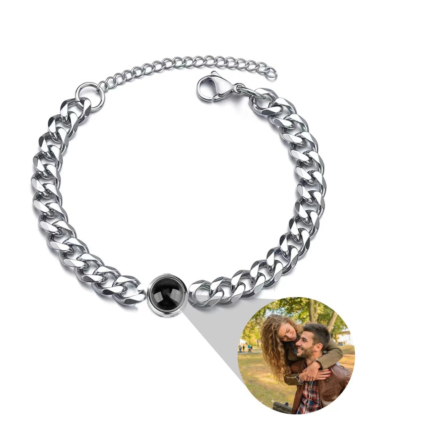 Projection new titanium steel couple bracelet
