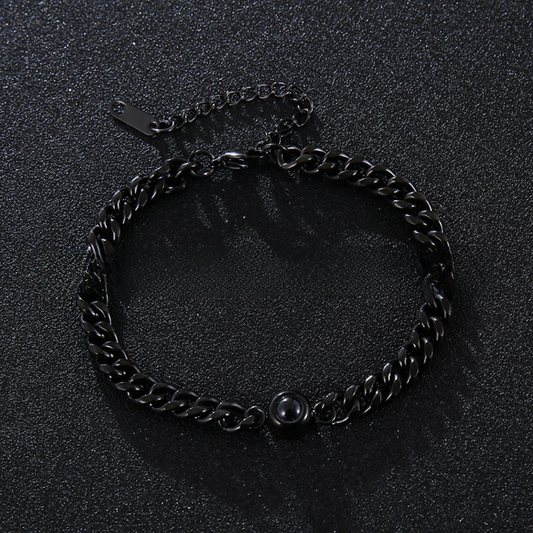 Projection new titanium steel couple bracelet