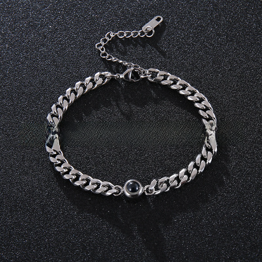 Projection new titanium steel couple bracelet