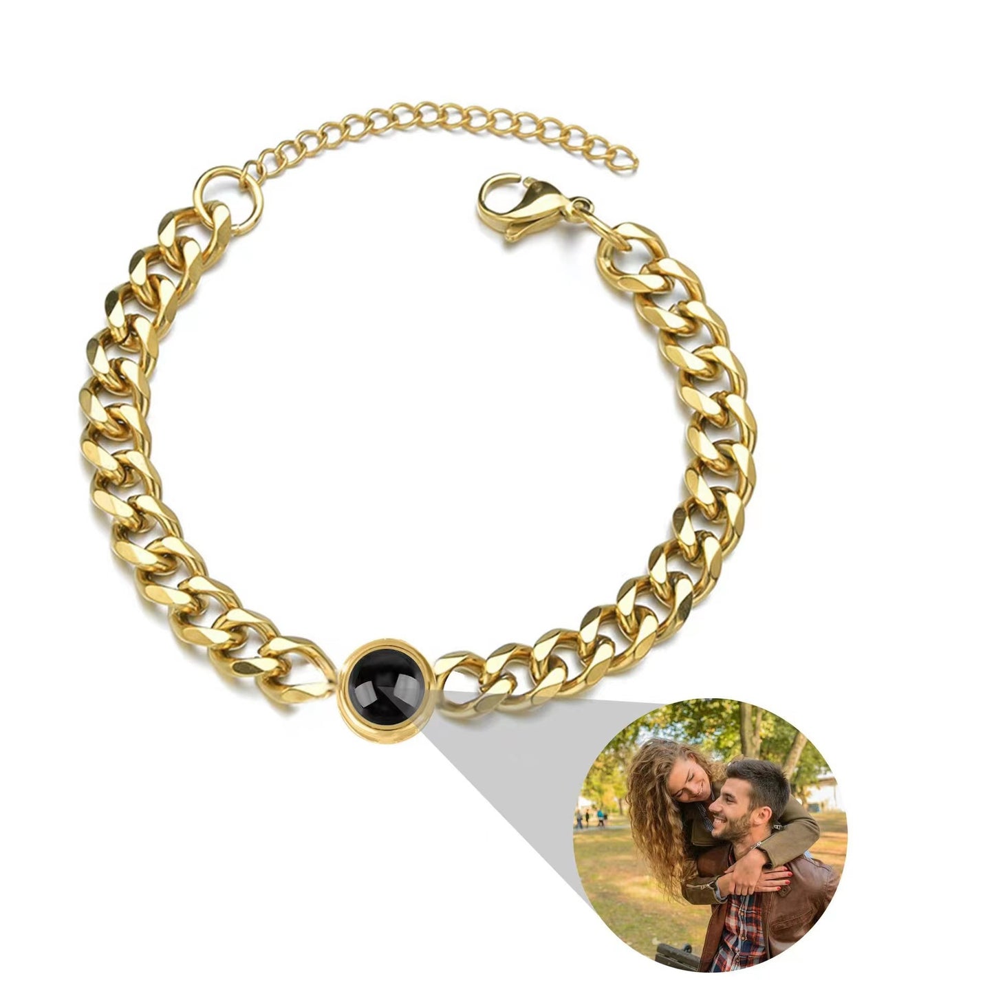 Projection new titanium steel couple bracelet