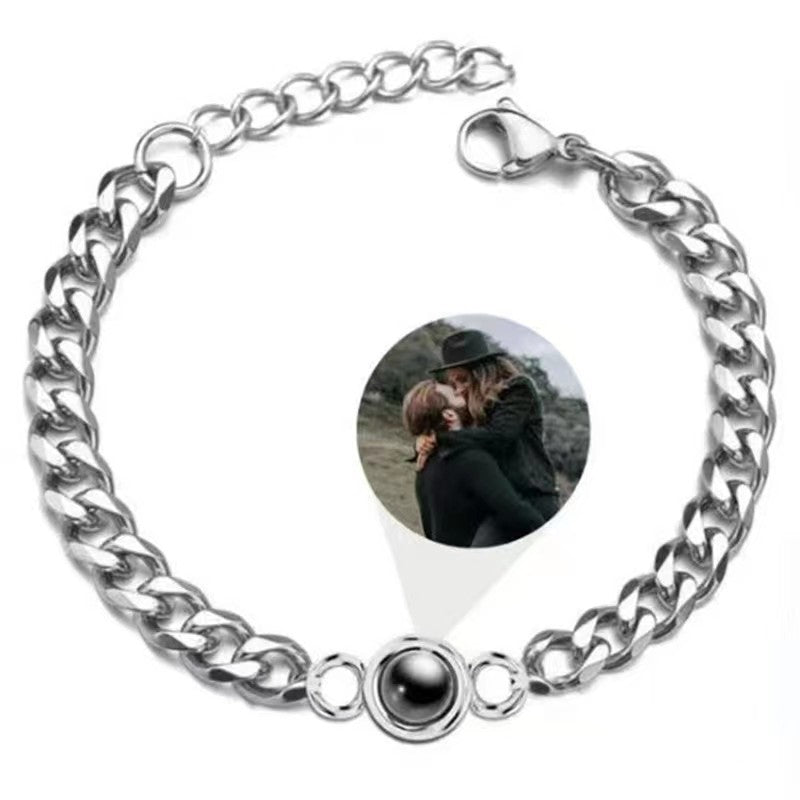 Projection new titanium steel couple bracelet