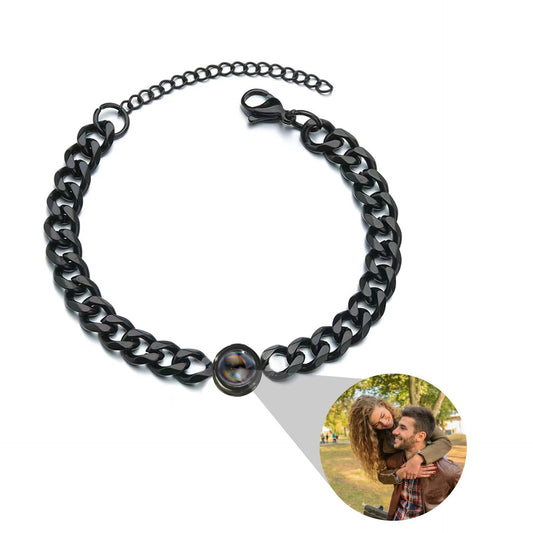 Projection new titanium steel couple bracelet