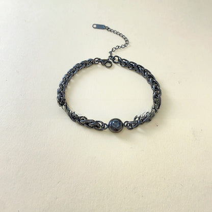 Projection new titanium steel couple bracelet