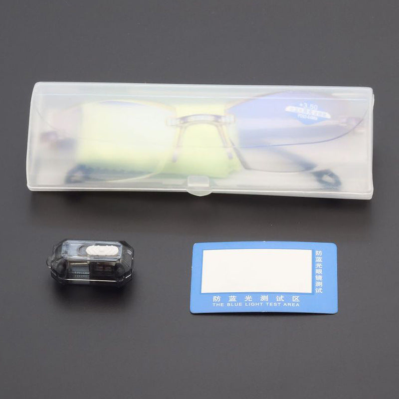 Protective Plastic Glasses Case with Blue Light Test Kit
