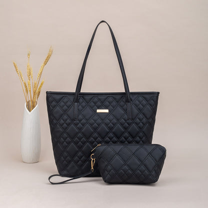 PU Embroidery Shoulder Tote Bag Set