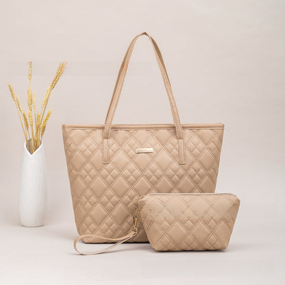 PU Embroidery Shoulder Tote Bag Set