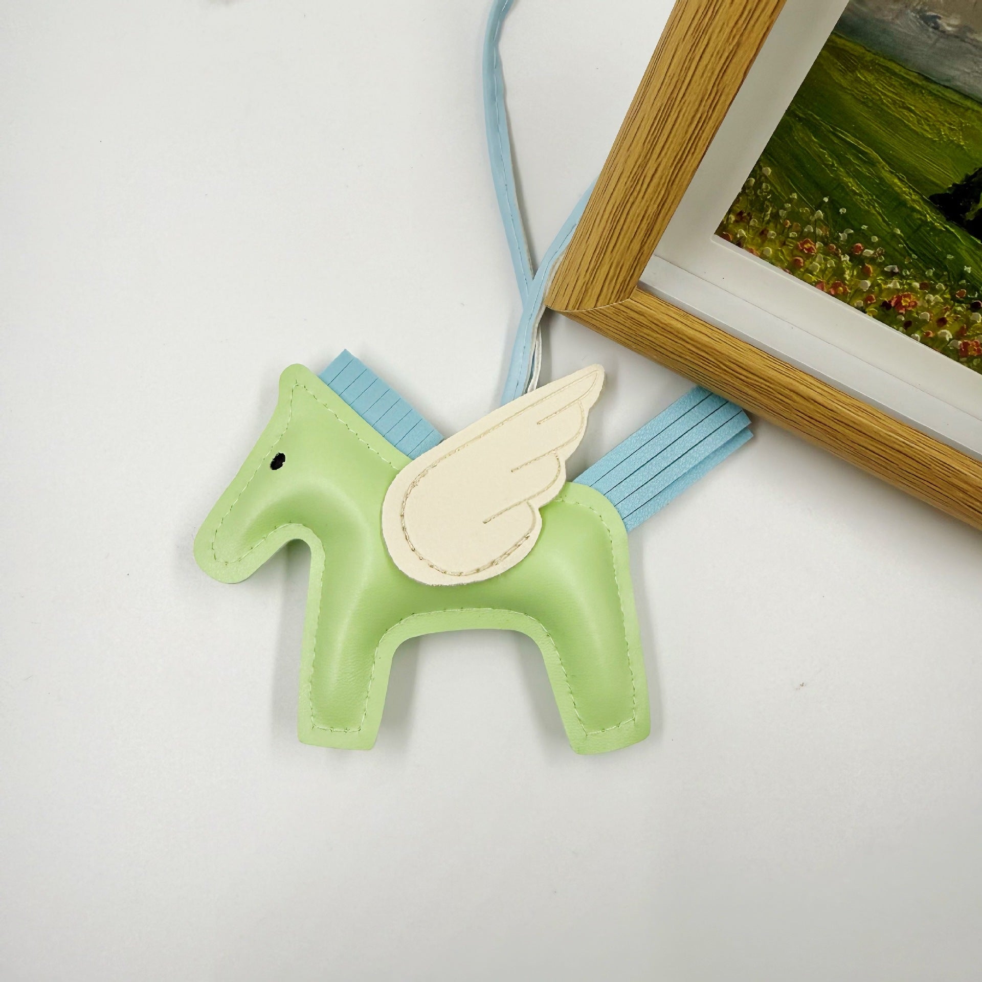 Pu Leather Bag Angel Little Pegasus Keychain Pendant Pendant