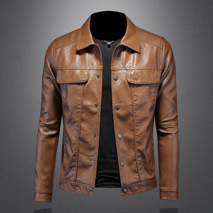 PU Leather Jacket Slim Fit