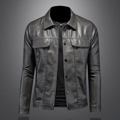 PU Leather Jacket Slim Fit