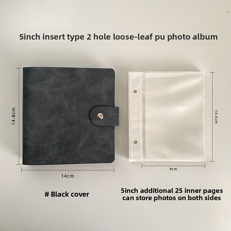 PU Leather Loose-Leaf Photo Album with Inner Pockets