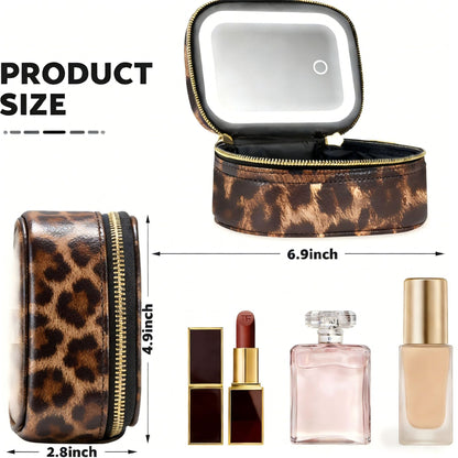 PU Leather Makeup Case with Mirror and Light