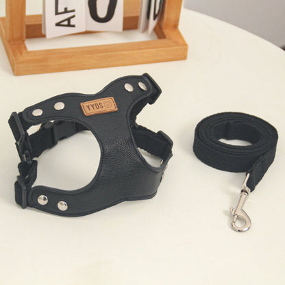 PU Leather Small Dog Harness with Traction Rope