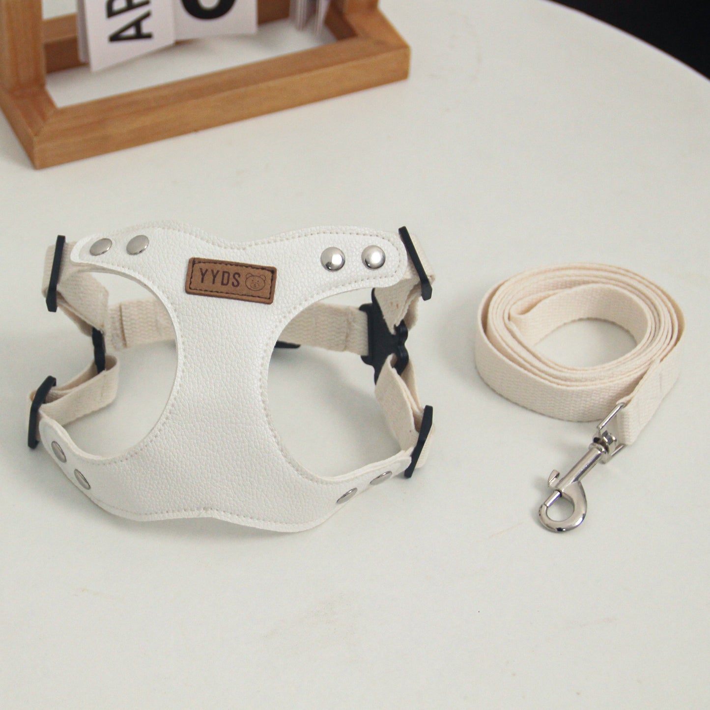 PU Leather Small Dog Harness with Traction Rope