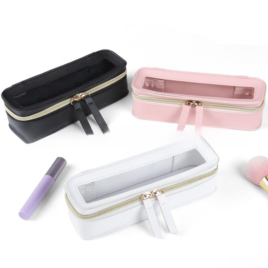 PU Leather Transparent Cosmetic Organizer Bag
