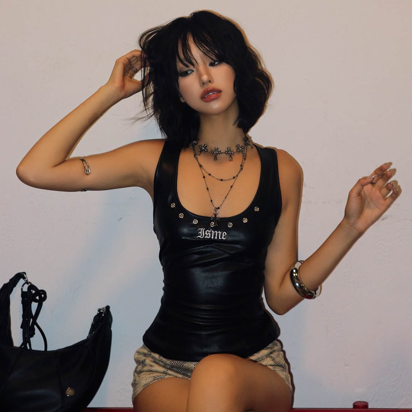 PU leather vest