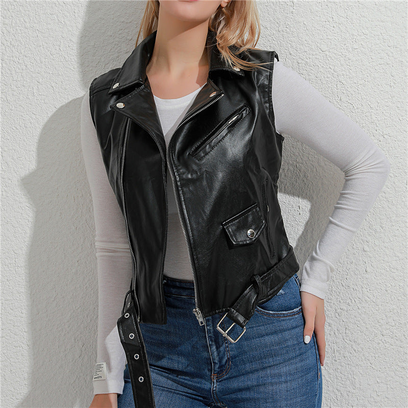 PU leather vest