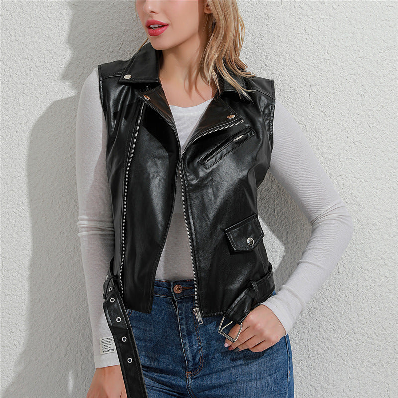 PU leather vest