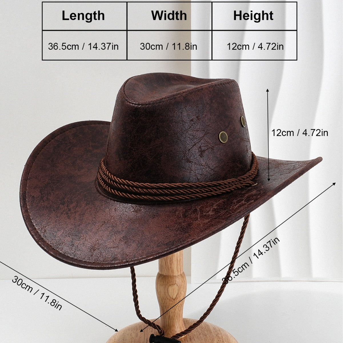 PU Leather Western Cowboy Hat