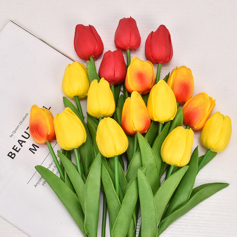 PU Mini Tulip Artificial Flower for Wedding and Home Decoration