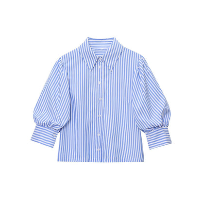 Puff Sleeve Lapel Shirt