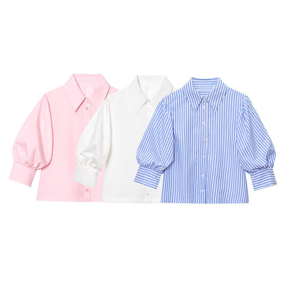 Puff Sleeve Lapel Shirt