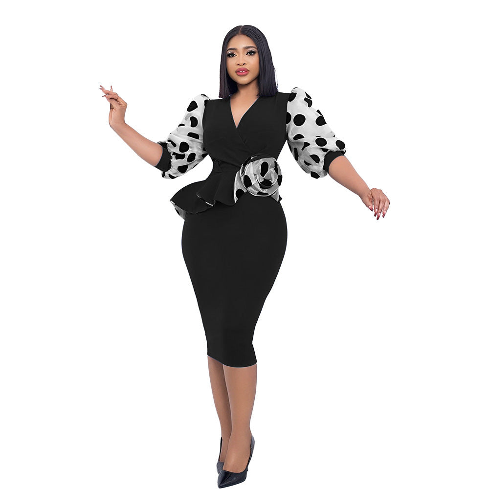 Puffed-sleeve dress
