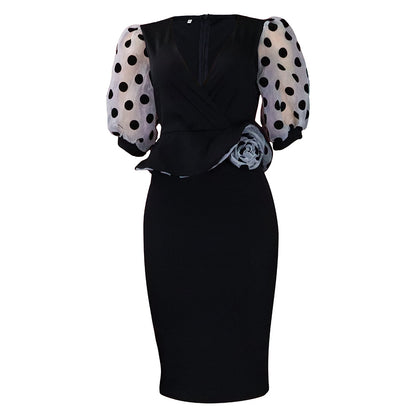 Puffed-sleeve dress