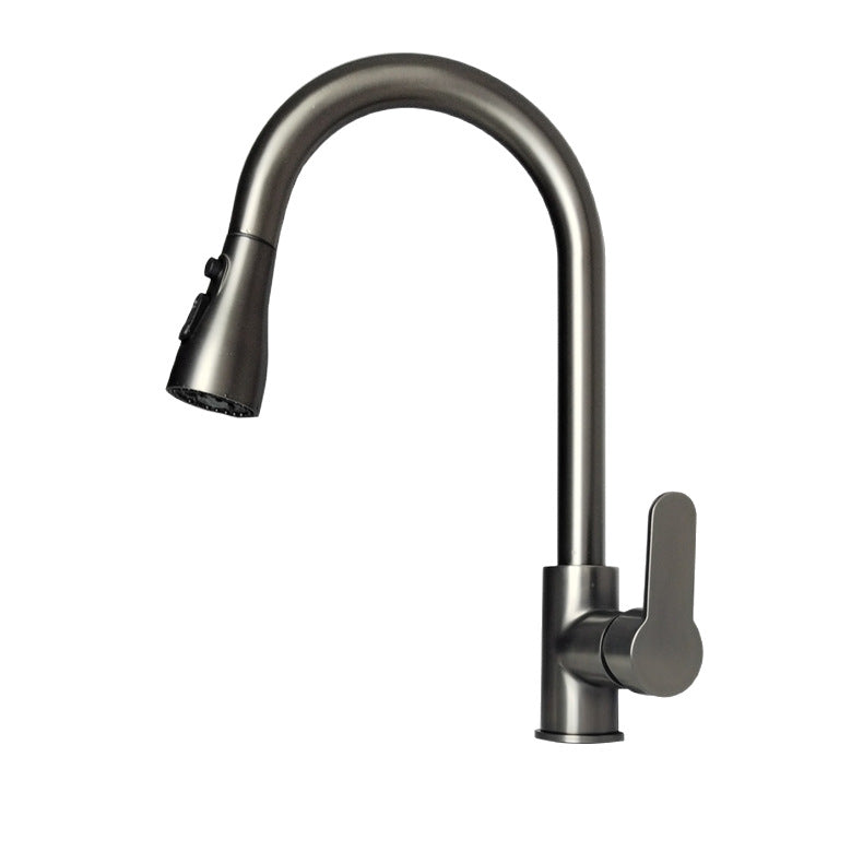 Pull out the faucet to switch between hot and cold water.
