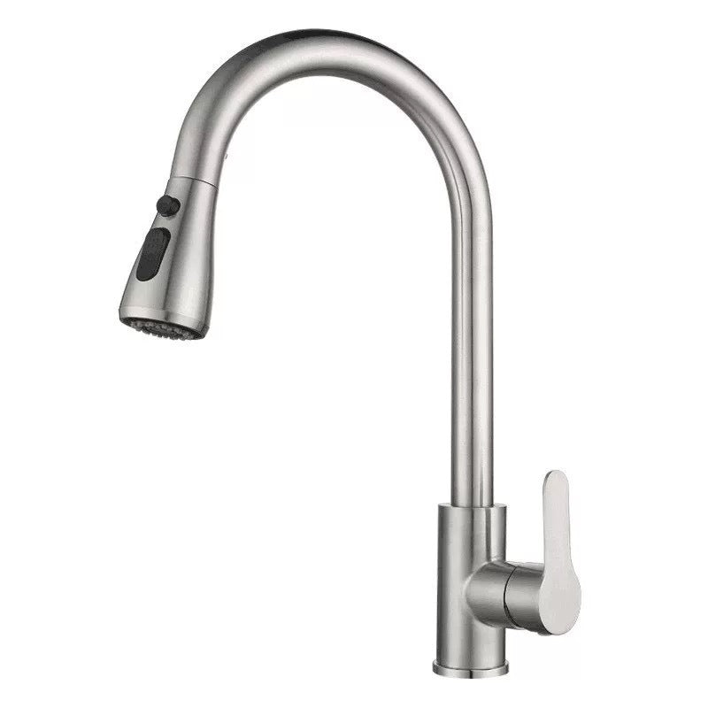 Pull out the faucet to switch between hot and cold water.