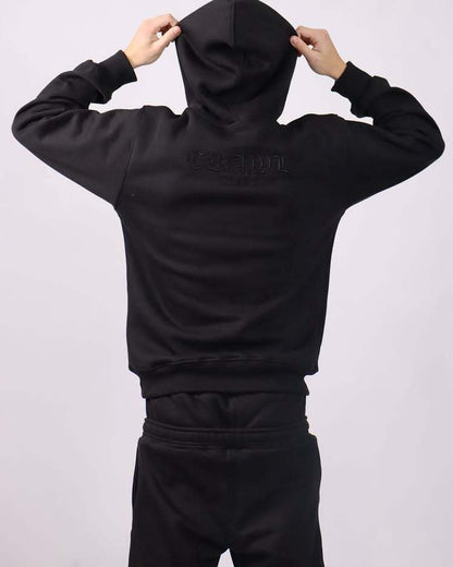 Pullover Hooded Sweater and Trousers Embroidered Set