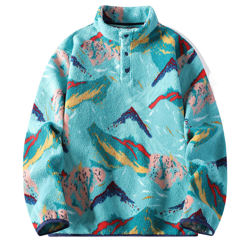 Pullover with a stand-up collar and thick fabric