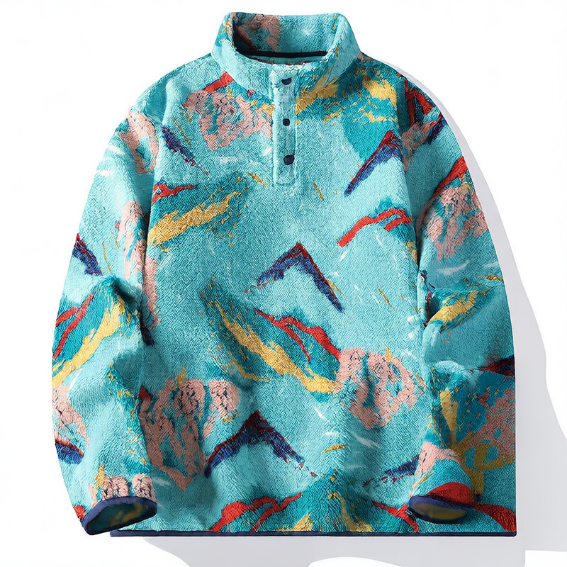 Pullover with a stand-up collar and thick fabric